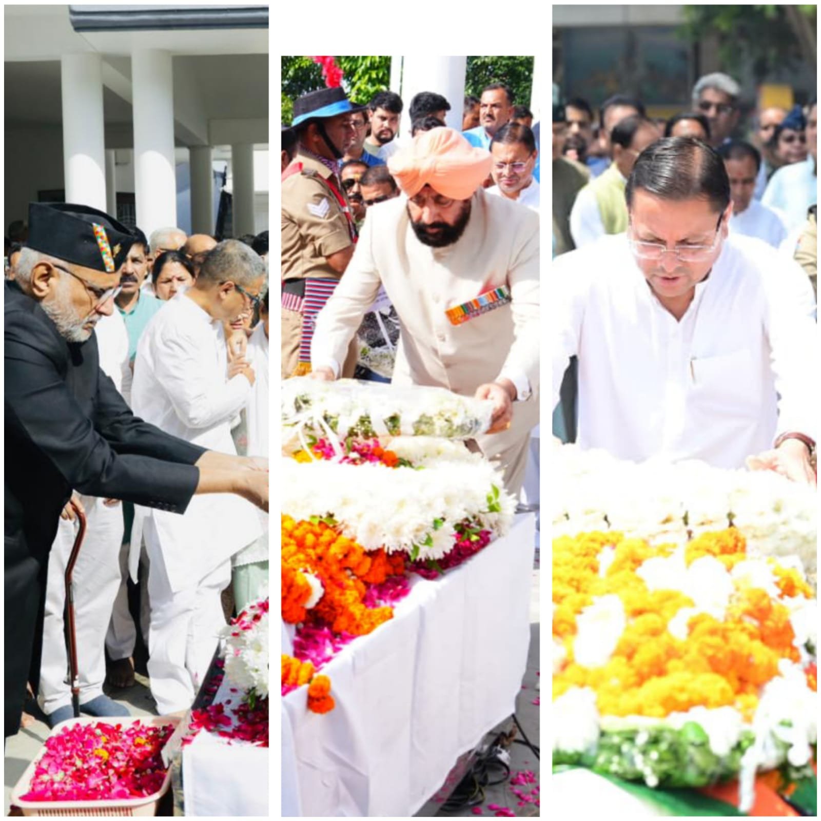 उपराष्ट्रपति, राज्यपाल व मुख्यमंत्री धामी ने पुष्प चक्र अर्पित कर दी पूर्व मुख्यमंत्री खंडूड़ी को अंतिम विदाई